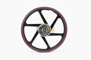 Диск задній литий 1,6-17" ALPHA/ACTIVE "промені", чорний з червоною смугою