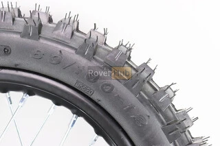 Колесо заднее спицованное + ШИНА, в сборе 80/100-12 (3,00-12") "ось 12мм"