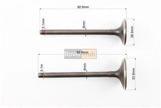 Клапан впускной (d=34; h=93,8), выпускной (d=28,5; h=92,6) к-кт Yamaha MAJESTY 250