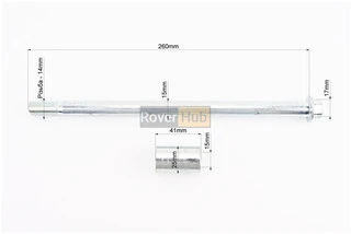 Вісь колеса заднього d15mm; L260mm + втулка, гайка