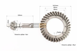 Планетарна пара 9зб МТ (просаджене місце установки голчастого підшипника на вала, обертається внутрішня обойма підшипника)