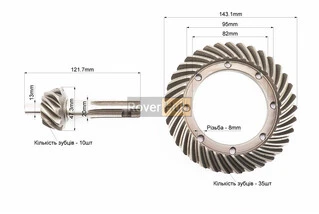 Планетарна пара 10зб МТ (просаджене місце установки голчастого підшипника на вала, обертається внутрішня обойма підшипника)