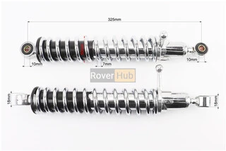 Амортизатор задній 325mm * d50mm (втулка 10mm / втулка 10mm) з важелем регулир., хром к-кт 2шт