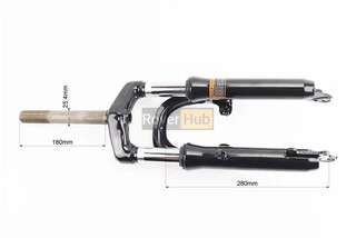 Вилка 20" амортизаційна, з різьбою 1" (25,4мм), шток 180мм, з ходом 50мм, V/Disk-brake, чорна