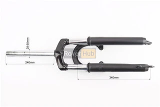 Вилка 24" амортизаційна, без різьби 1-1/8" (28,6мм), шток 240мм, з ходом 50мм, V/Disk-brake, чорна ES-226