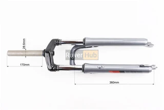 Вилка 26 "амортизаційна, без різьби 1-1/8" (28,6мм), шток 170мм, з ходом 60мм, Disk-brake, сіра LJ-641