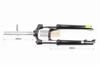 Вилка 26" амортизаційна, без різьби 1-1/8" (28,6мм), шток 240мм, з ходом 100мм, Disk-brake, пружинно-оливна, виносний Lockout,