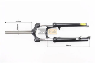 Вилка 26" амортизаційна, без різьби 1-1/8" (28,6мм), шток 240мм, з ходом 100мм, V/Disk-brake, Preload, алюмінієва, чорна XCM 30