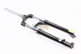 Вилка 26" амортизаційна, без різьби 1-1/8" (28,6мм), шток 255мм, з ходом 100мм, Disk-brake, пружинно-оливна, Lockout, алюмінієва,