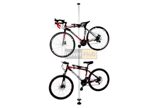 Підставка під 2 велосипеди телескопічна 1,8-3м, регульований кут нахилу велосипеда, алюмінієва, сіра HS-051