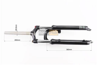Вилка 26 "амортизаційна, без різьби 1-1/8" (28,6мм), шток 260мм, з ходом 75мм, V/Disk-brake, M Lockout, чорна LJ-536
