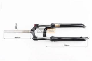 Вилка 26" амортизационная, без резьбы 1-1/8" (28,6мм), шток 260мм, с ходом 75мм, Disk-brake, M Lockout, чёрная LJ-644