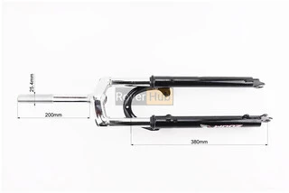 Вилка 26" амортизаційна, з різьбою 1" (25,4мм), шток 200мм, з ходом 50мм, V/Disk-brake, чорна "ZOOM"