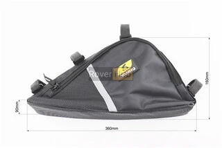 Сумка під раму трикутна 3500х260х200мм, кріпл. на липучці, вологозахисна, світловідбиваючі смуги, чорна