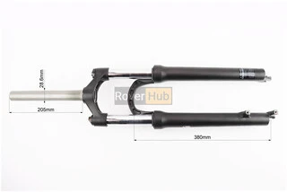 Вилка 27,5" амортизаційна, без різьби 1-1/8" (28,6мм), шток 205мм, з ходом 100мм, Disk-brake, M Lockout, алюмінієва, чорна BLOOKE