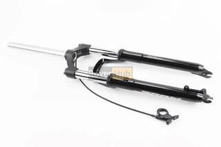 Вилка 27,5" амортизаційна, без різьби 1-1/8" (28,6мм), шток 255мм, з ходом 100мм, Disk-brake, пружинно-оливна, виносний Lockout,