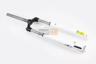 Вилка 27,5" амортизаційна, без різьби 1-1/8" (28,6мм), шток 255мм, з ходом 80мм, Disk-brake, Preload, алюмінієва, біла XCE 28