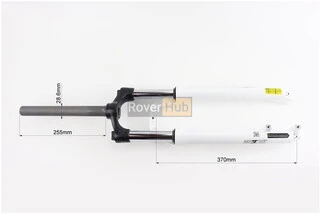 Вилка 27,5" амортизаційна, без різьби 1-1/8" (28,6мм), шток 255мм, з ходом 80мм, Disk-brake, Preload, алюмінієва, біла XCE 28