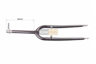 Вилка 28" з різьбою 1" (28,6мм), шток 240мм, V-brake, чорна