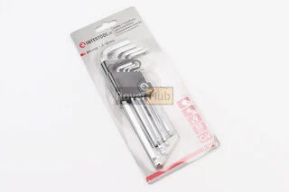 Набір Г-подібних ключів подовжених з кулястим наконечником HEX (1,5/2/2,5/3/4/5/6/8/10мм) CrV HT-0603