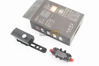 Ліхтар передній 300 lumen+задній 15 lumen, Li-ion 3.7V 330mAh зарядка від USB, вологозахисні к-кт, CYGM-2218