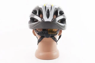 Шлем велосипедный M (54-57 см) съёмный козырёк, 18 вент. отверстий, черно-бело-желтый AVHM-02