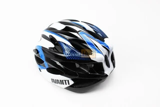 Шлем велосипедный M (54-57 см) съёмный козырёк, 18 вент. отверстий, чёрно-бело-cиний AV-01