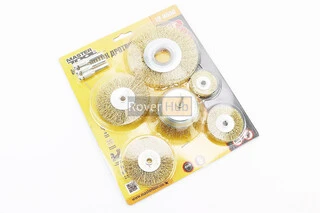 Набор щеток 6шт - торц./диск. со стержнем 1/4" D-75//40/50/63/75/100мм из латунированной рифленой проволоки 19-9600