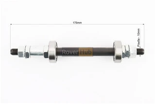 Вісь задня MTB М10х175мм в зборі, пром-підшипники 6200 2RS, під гайку, чорна (Disk-brake різьба)