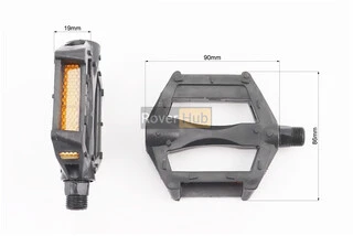 Педали BMX 9/16" (90x75x20mm) пластиковые, чёрные (без подшипников)