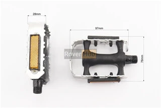 Педалі MTB 9/16" (95x65x30mm) пластико-алюмінієві, сріблясто-чорні (без підшипників)