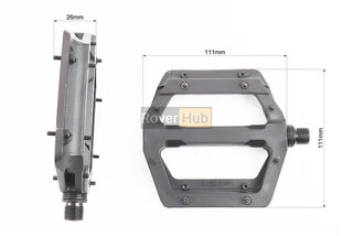 Педалі MTB широкі 9/16" (117x110x25.5mm) зі знімними шипами, пром-підшипник (6*13*5), пластикові, чорні NW-613B