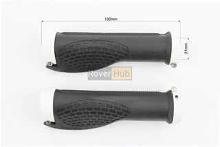 Ручки керма 130мм з затискачем Lock-On з двох сторін, ергономічні, чорно-білі